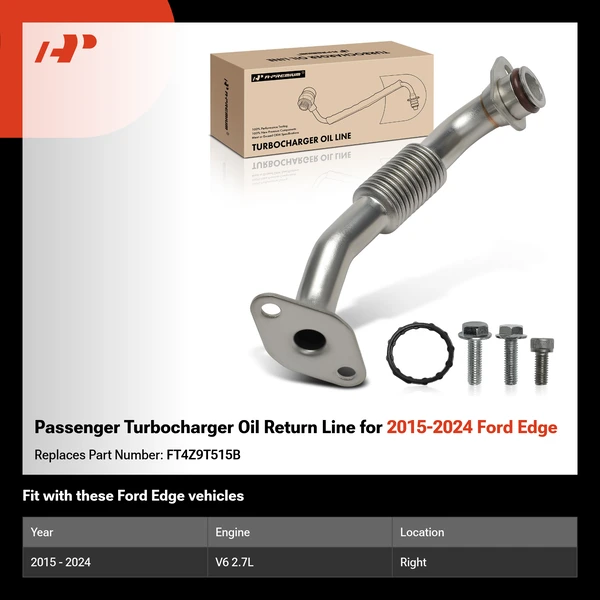 Passenger Turbocharger Oil Return Line for 2015-2024 Ford Edge