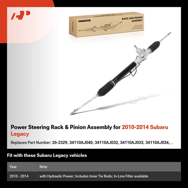 Power Steering Rack & Pinion Assembly for 2010-2014 Subaru Legacy