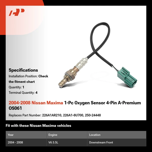 2004-2008 Nissan Maxima 1-Pc Oxygen Sensor 4-Pin A-Premium OS061