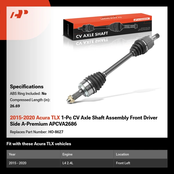 2015-2020 Acura TLX 1-Pc CV Axle Shaft Assembly Front Driver Side A-Premium APCVA2686