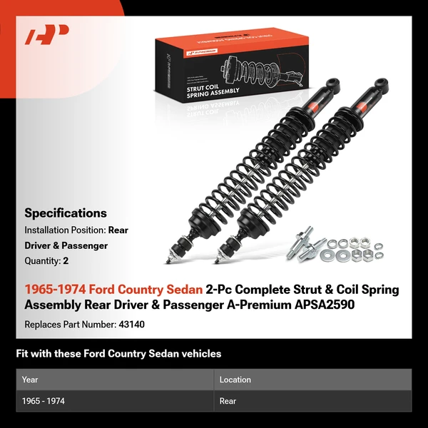 1965-1974 Ford Country Sedan 2-Pc Complete Strut & Coil Spring Assembly Rear Driver & Passenger A-Premium APSA2590