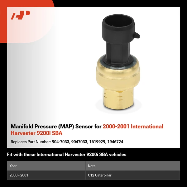 Manifold Pressure (MAP) Sensor for 2000-2001 International Harvester 9200i SBA