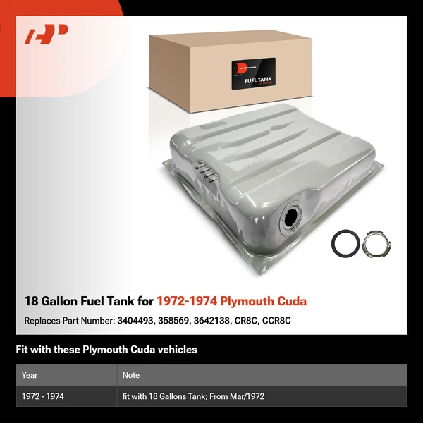 18 Gallon Fuel Tank for 1972-1974 Plymouth Cuda