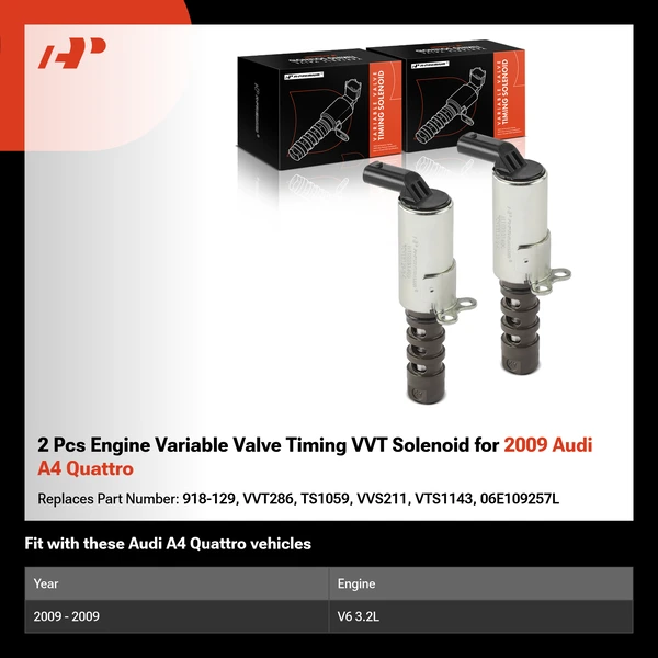 2 Pcs Engine Variable Valve Timing VVT Solenoid for 2009 Audi A4 Quattro