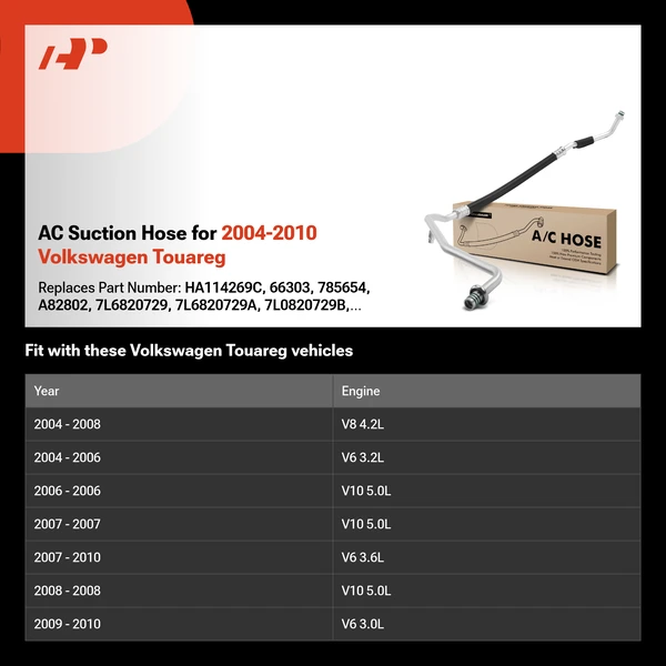 AC Suction Hose for 2004-2010 Volkswagen Touareg