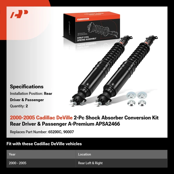 2000-2005 Cadillac DeVille 2-Pc Shock Absorber Conversion Kit Rear Driver & Passenger A-Premium APSA2466