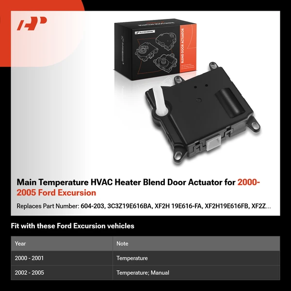 Main Temperature HVAC Heater Blend Door Actuator for 2000-2005 Ford Excursion