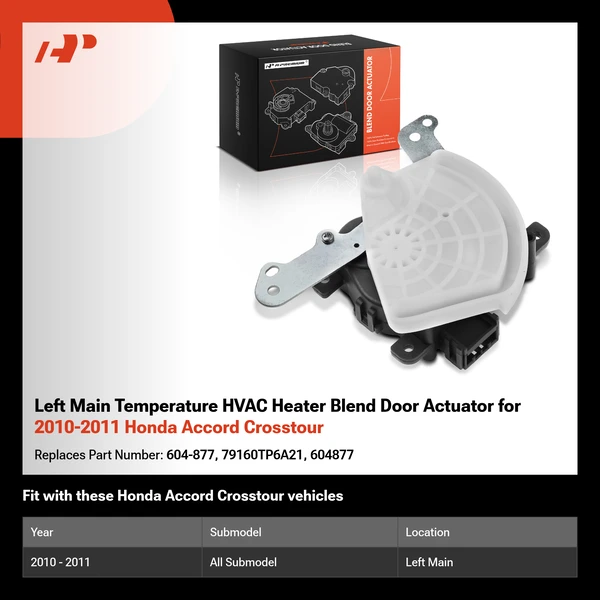 Left Main Temperature HVAC Heater Blend Door Actuator for 2010-2011 Honda Accord Crosstour
