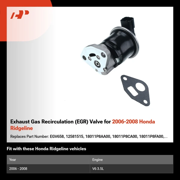 Exhaust Gas Recirculation (EGR) Valve for 2006-2008 Honda Ridgeline