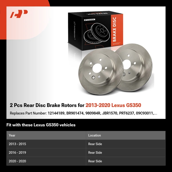 2 Pcs Rear Disc Brake Rotors for 2013-2020 Lexus GS350