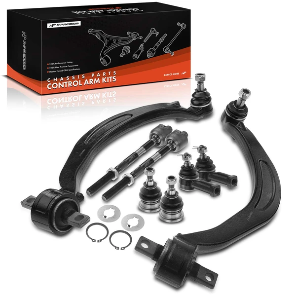 A Set of 8 Control Arm Ball Joint and Tie Rod End Kit Front Side A-Premium APCA1511