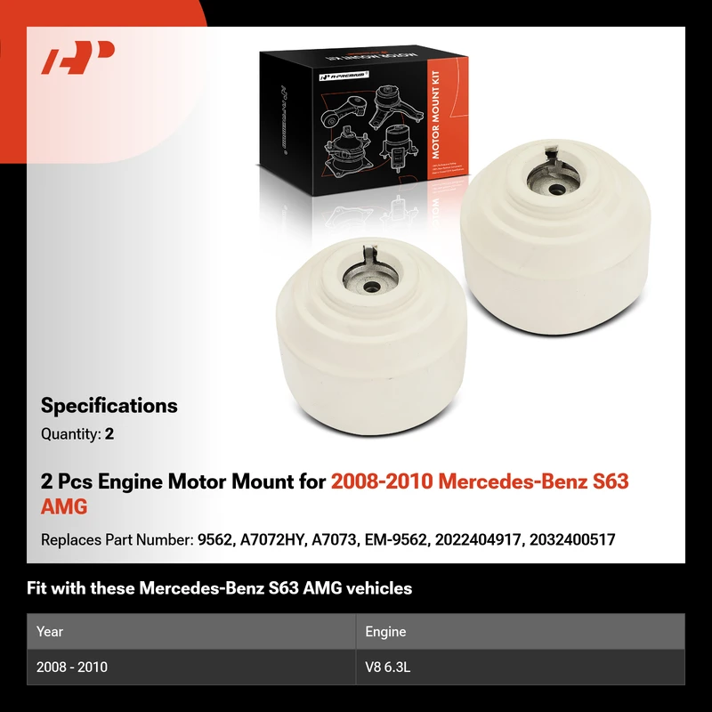 2 Pcs Engine Motor Mount for 2008-2010 Mercedes-Benz S63 AMG