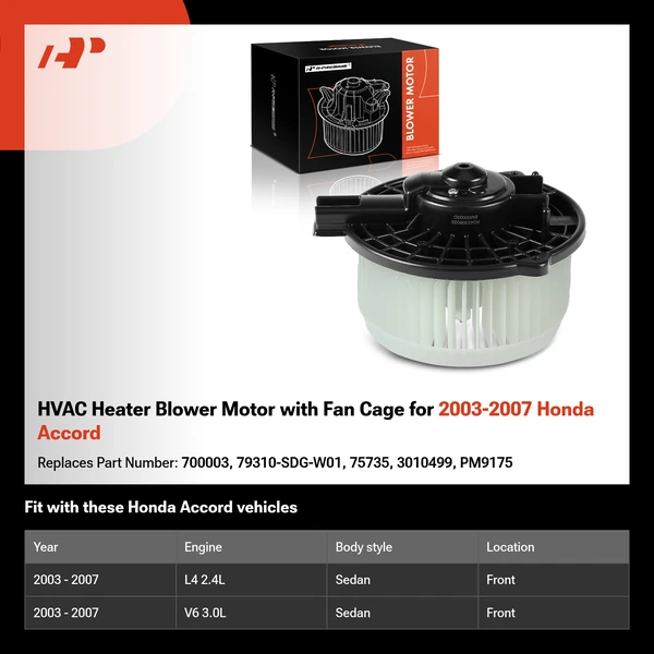 HVAC Heater Blower Motor with Fan Cage for 2003-2007 Honda Accord
