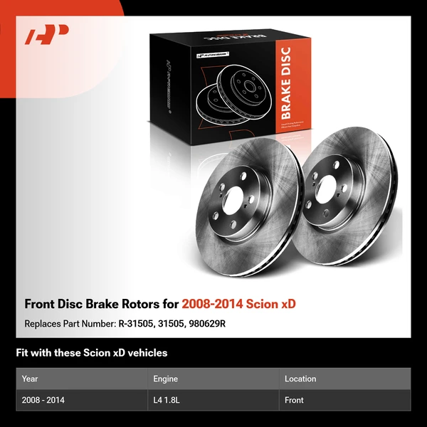 Front Disc Brake Rotors for 2008-2014 Scion xD