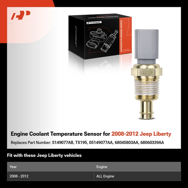 Engine Coolant Temperature Sensor for 2008-2012 Jeep Liberty