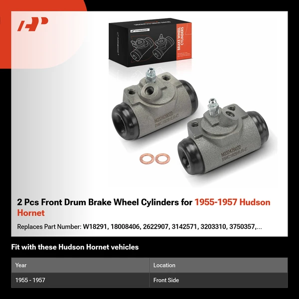 2 Pcs Front Drum Brake Wheel Cylinders for 1955-1957 Hudson Hornet