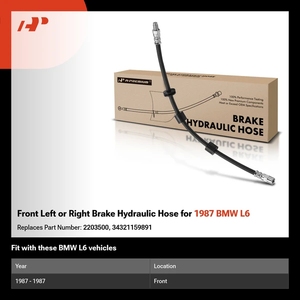 Front Left or Right Brake Hydraulic Hose for 1987 BMW L6