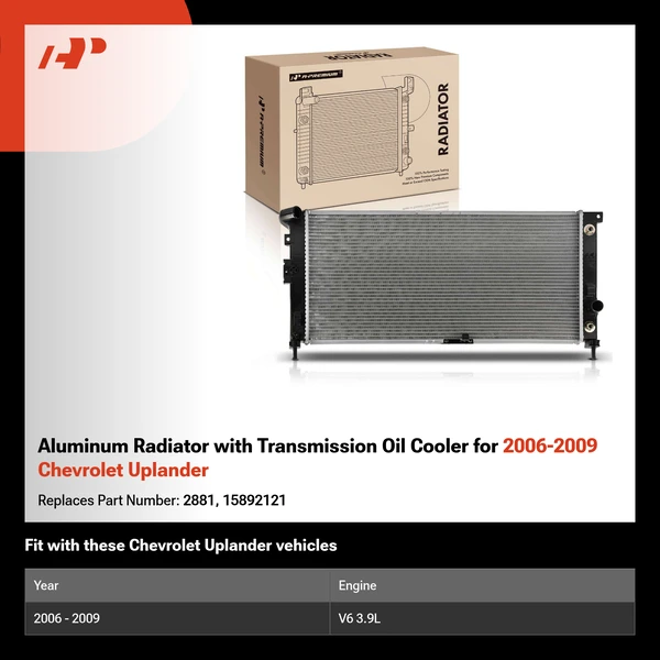 Aluminum Radiator with Transmission Oil Cooler for 2006-2009 Chevrolet Uplander