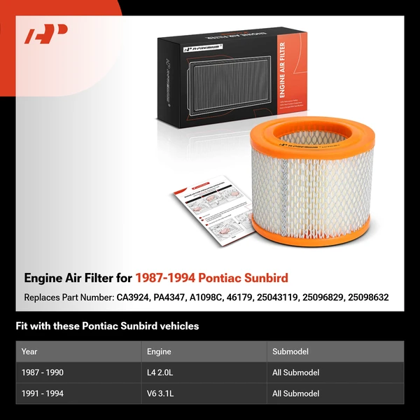 Engine Air Filter for 1987-1994 Pontiac Sunbird