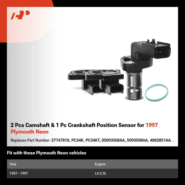 2 Pcs Camshaft & 1 Pc Crankshaft Position Sensor for 1997 Plymouth Neon
