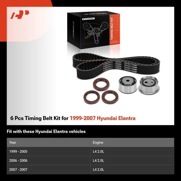 6 Pcs Timing Belt Kit for 1999-2007 Hyundai Elantra