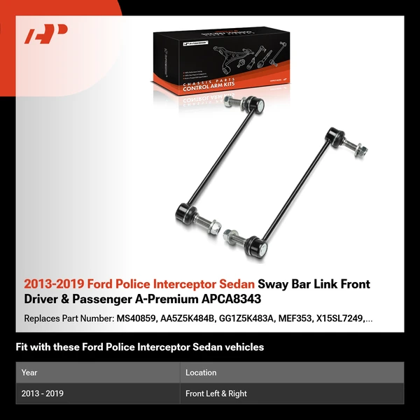 2013-2019 Ford Police Interceptor Sedan Sway Bar Link Front Driver & Passenger A-Premium APCA8343
