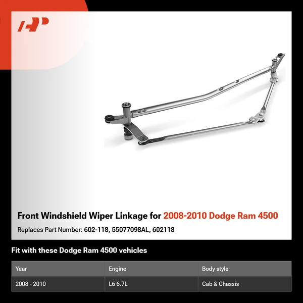 Front Windshield Wiper Linkage for 2008-2010 Dodge Ram 4500