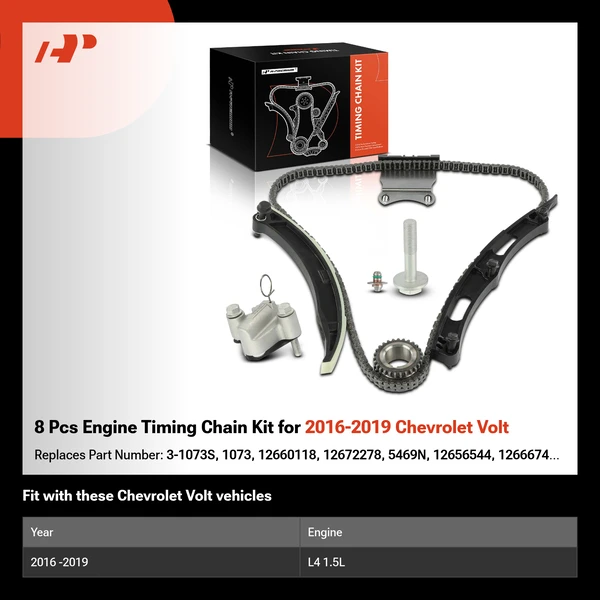 8 Pcs Engine Timing Chain Kit for 2016-2019 Chevrolet Volt