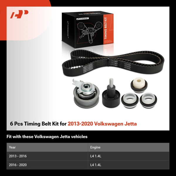 6 Pcs Timing Belt Kit for 2013-2020 Volkswagen Jetta