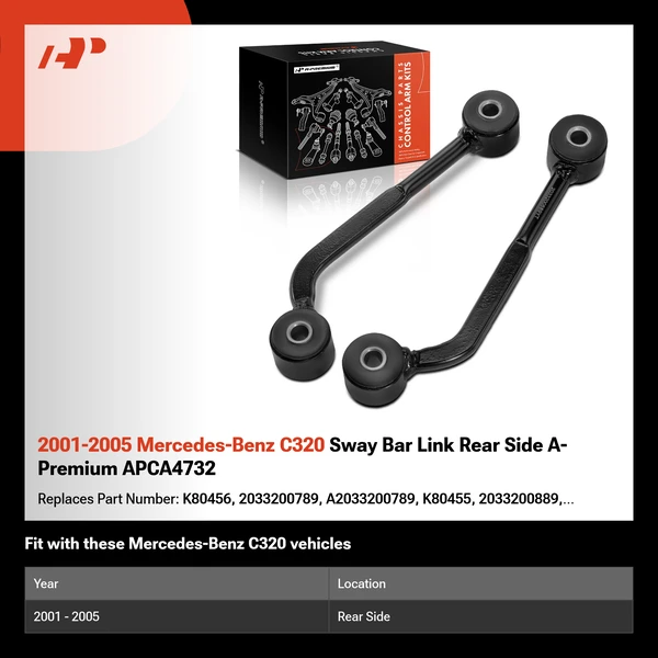 2001-2005 Mercedes-Benz C320 Sway Bar Link Rear Side A-Premium APCA4732