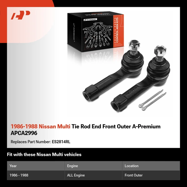 1986-1988 Nissan Multi Tie Rod End Front Outer A-Premium APCA2996