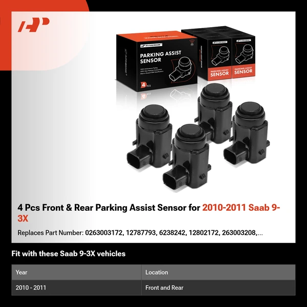 4 Pcs Front & Rear Parking Assist Sensor for 2010-2011 Saab 9-3X