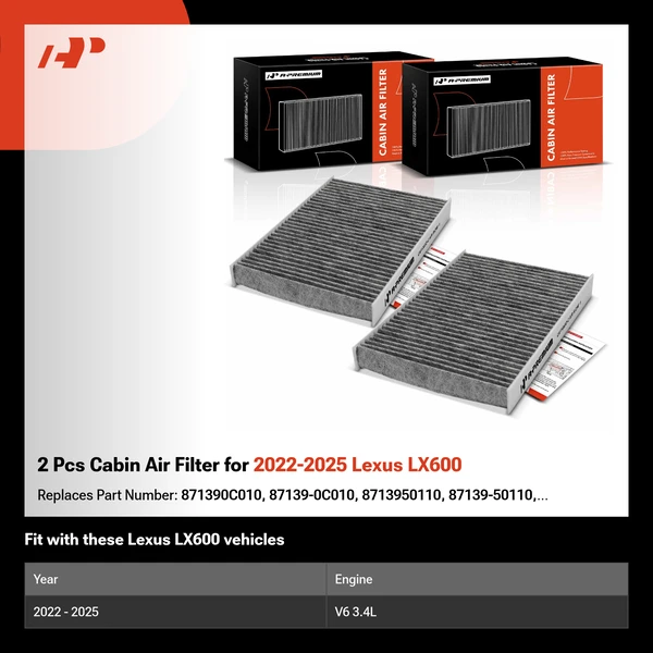 2 Pcs Cabin Air Filter for 2022-2025 Lexus LX600
