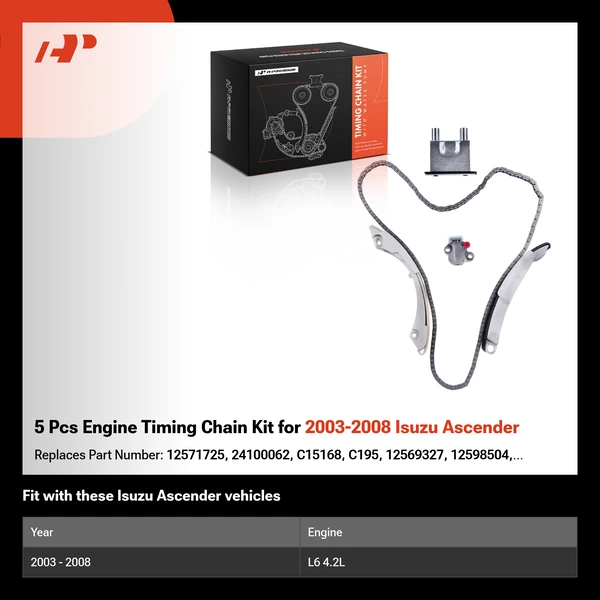 5 Pcs Engine Timing Chain Kit for 2003-2008 Isuzu Ascender