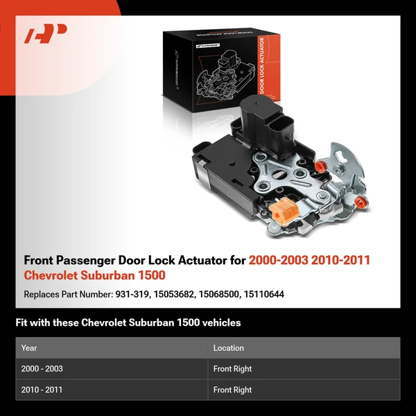 Front Passenger Door Lock Actuator for 2000-2003 2010-2011 Chevrolet Suburban 1500