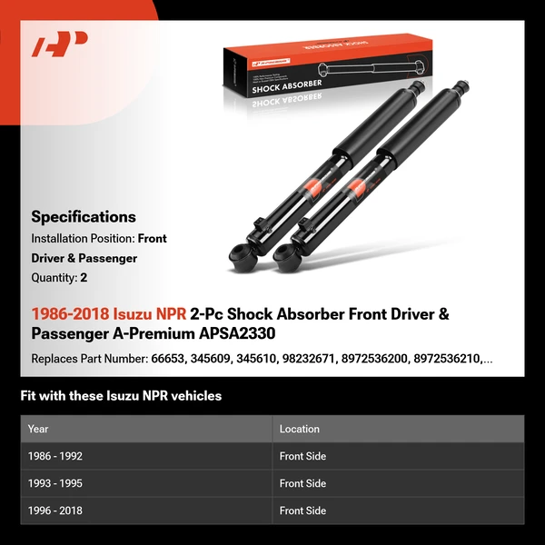 1986-2018 Isuzu NPR 2-Pc Shock Absorber Front Driver & Passenger A-Premium APSA2330