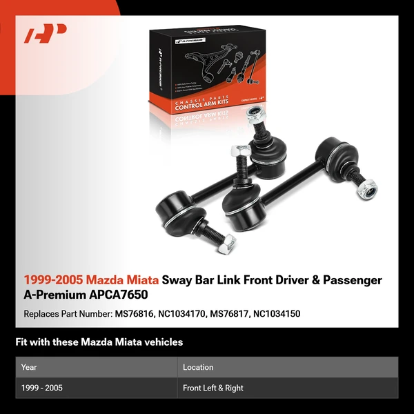 1999-2005 Mazda Miata Sway Bar Link Front Driver & Passenger A-Premium APCA7650