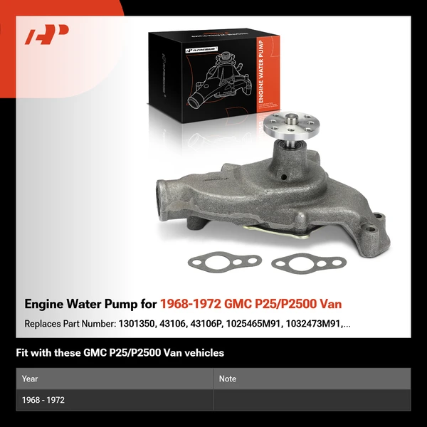 Engine Water Pump for 1968-1972 GMC P25/P2500 Van