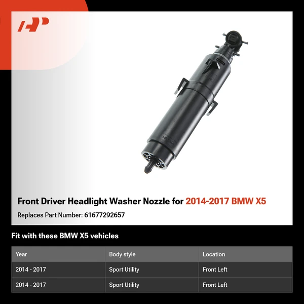 Front Driver Headlight Washer Nozzle for 2014-2017 BMW X5