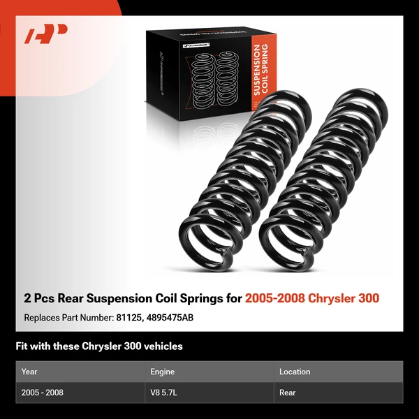 2 Pcs Rear Suspension Coil Springs for 2005-2008 Chrysler 300
