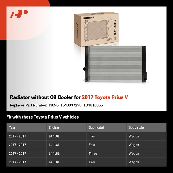 Radiator without Oil Cooler for 2017 Toyota Prius V