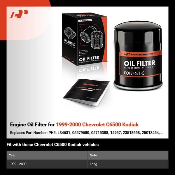 Engine Oil Filter for 1999-2000 Chevrolet C6500 Kodiak