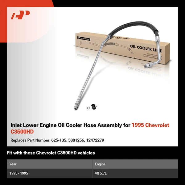 Inlet Lower Engine Oil Cooler Hose Assembly for 1995 Chevrolet C3500HD