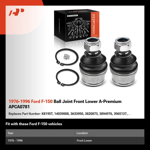 1976-1996 Ford F-150 Ball Joint Front Lower A-Premium APCA0781