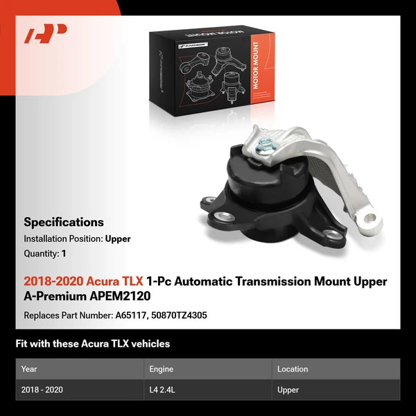 2018-2020 Acura TLX 1-Pc Automatic Transmission Mount Upper A-Premium APEM2120