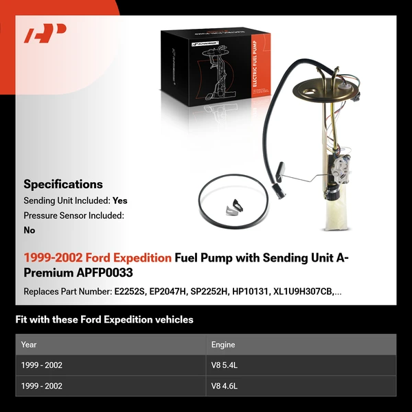1999-2002 Ford Expedition Fuel Pump with Sending Unit A-Premium APFP0033