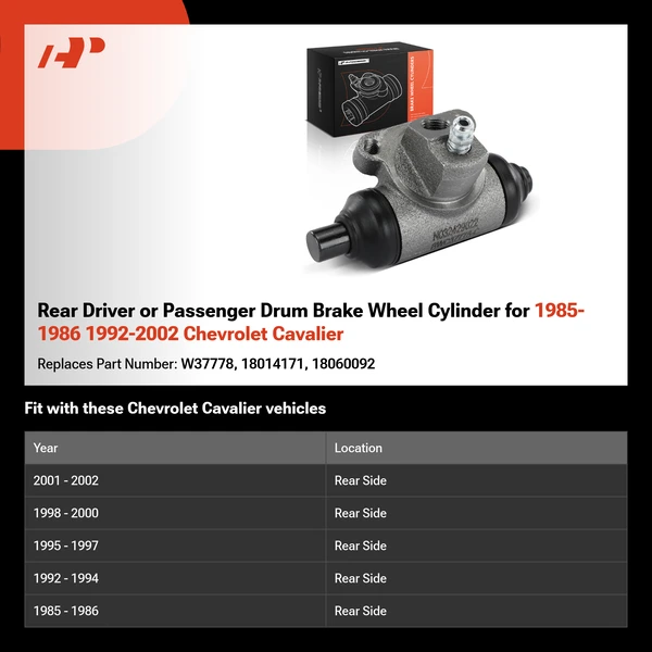 Rear Driver or Passenger Drum Brake Wheel Cylinder for 1985-1986 1992-2002 Chevrolet Cavalier