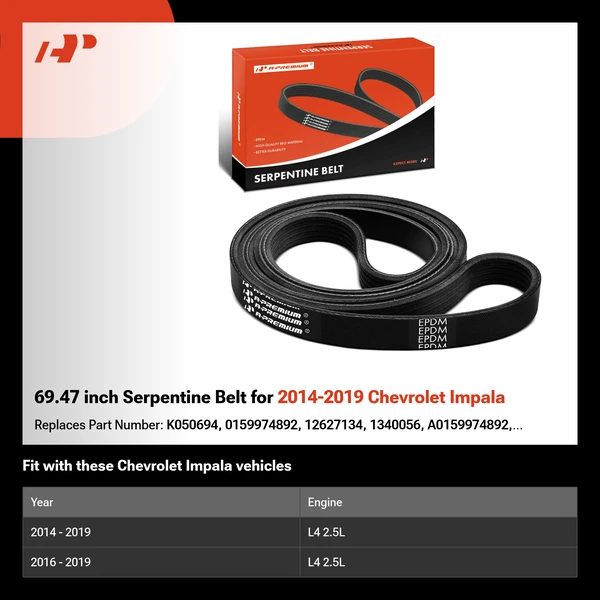 69.47 inch Serpentine Belt for 2014-2019 Chevrolet Impala