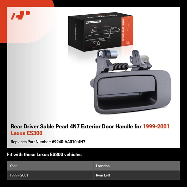 Rear Driver Sable Pearl 4N7 Exterior Door Handle for 1999-2001 Lexus ES300