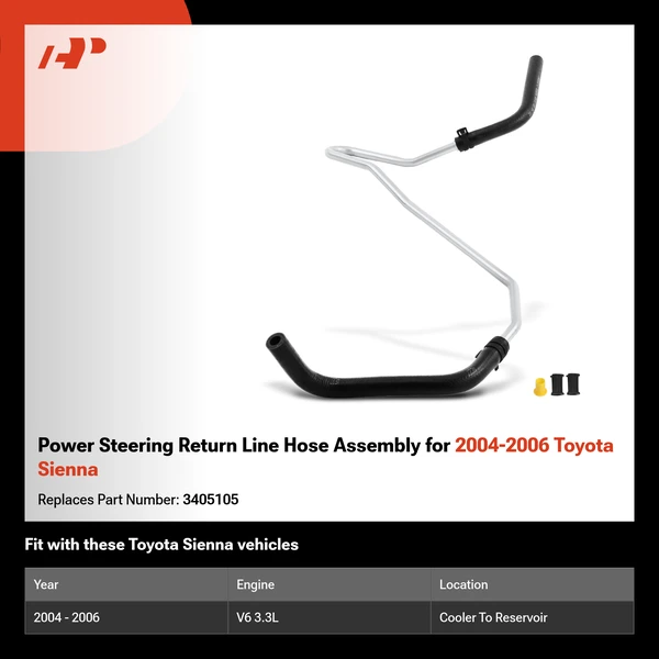 Power Steering Return Line Hose Assembly for 2004-2006 Toyota Sienna